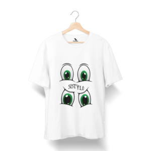 Eye Sistylo Printed Round Neck White T-Shirts