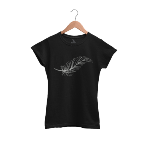 SINGLE FEATHER Printed Round Neck Black T-Shirts
