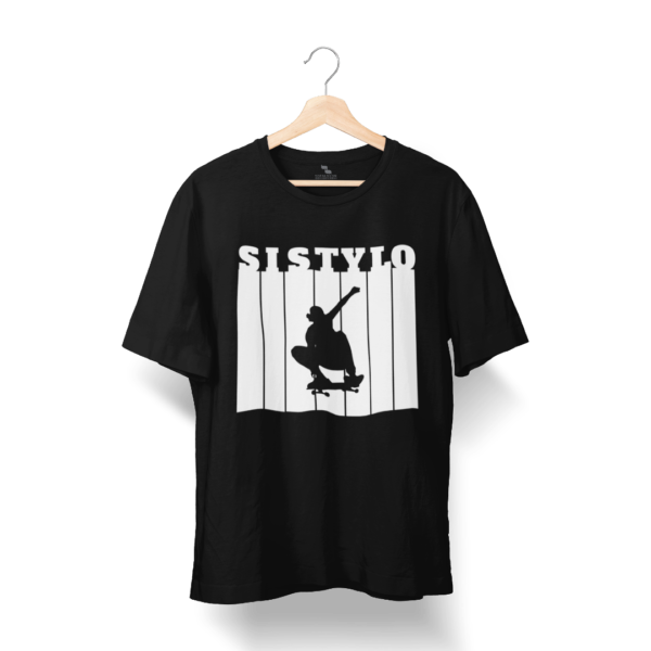 Sistylo Scating Printed Round Neck Black T-Shirts