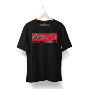 SISTYLO COM Red Printed Round Neck Black T-Shirts